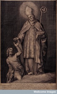 V0032163 Saint Gregory the Great. Line engraving by F. Bloemaert afte