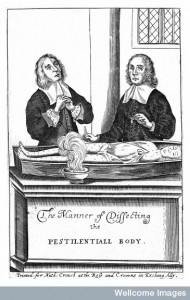 L0001899 Two men dissecting a body with plague.