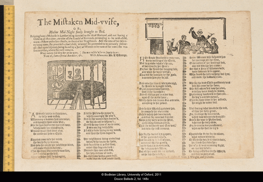 The Mistaken Mid-wife, reproduced courtesy of  Broadside Ballads Online from the Bodiliean Library Oxford. Creative Commons Attribution-NonCommercial-ShareAlike 3.0 Unported License.