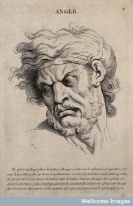  The face of a man in a state of anger. Engraving by J. Tinne Credit: Wellcome Library, London. 